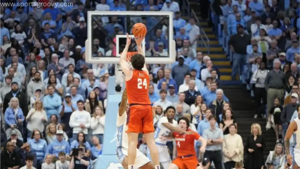 Clemson basketball's player making a goal against Alabama