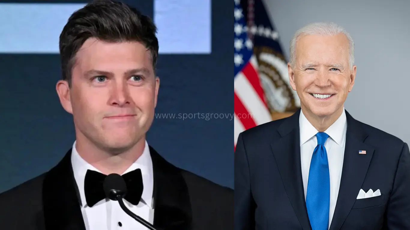 Biden and Colin Jost in one Frame.