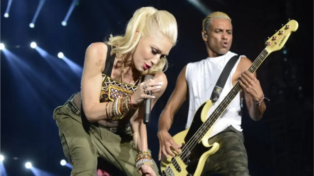 Gwen Stefani and Tony Kanal of No Doubt performing at the 2015 KAABOO Festival in Del Mar, California.