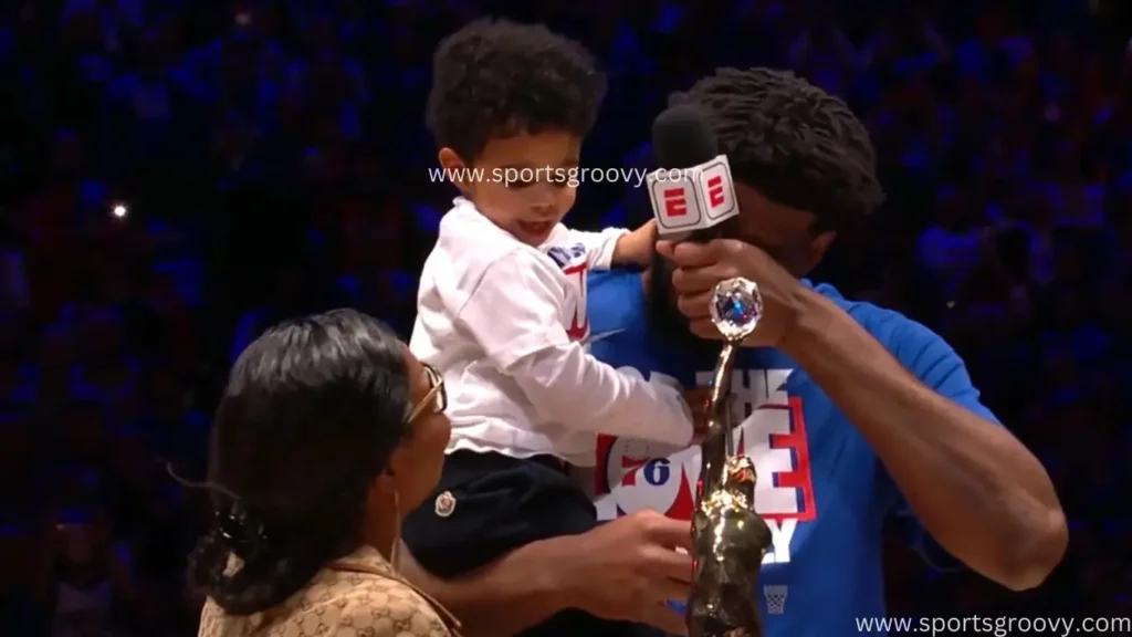 Joel Embiid’s adorable son crashed his MVP speech ahead of Game 3 vs. Celtics