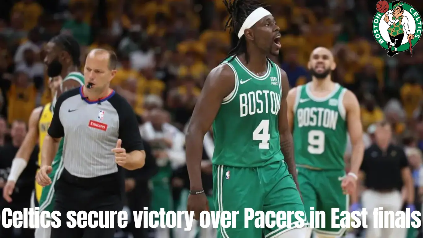 Jrue Holiday celebrate with teammate against Indiana Pacers, Saturday May 25, 2024.