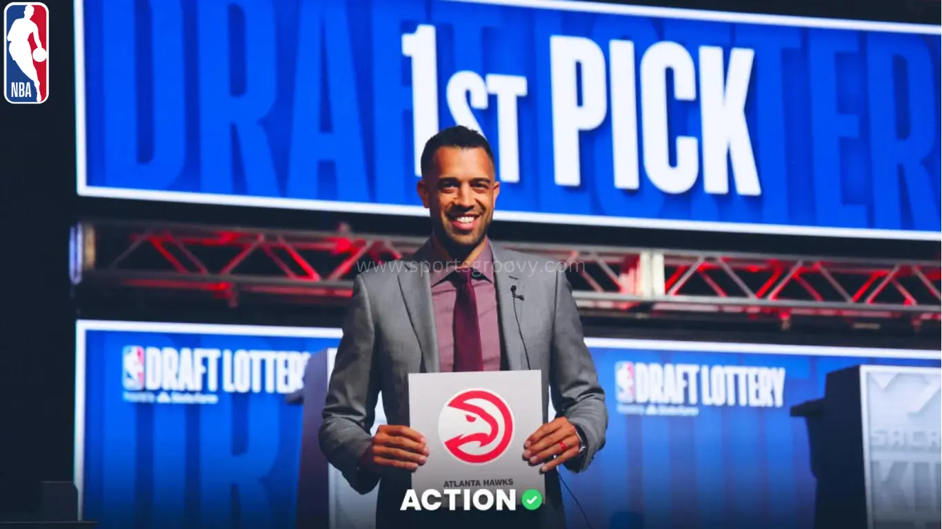 Atlanta Hawks on the stage of NBA Draft Lottery.