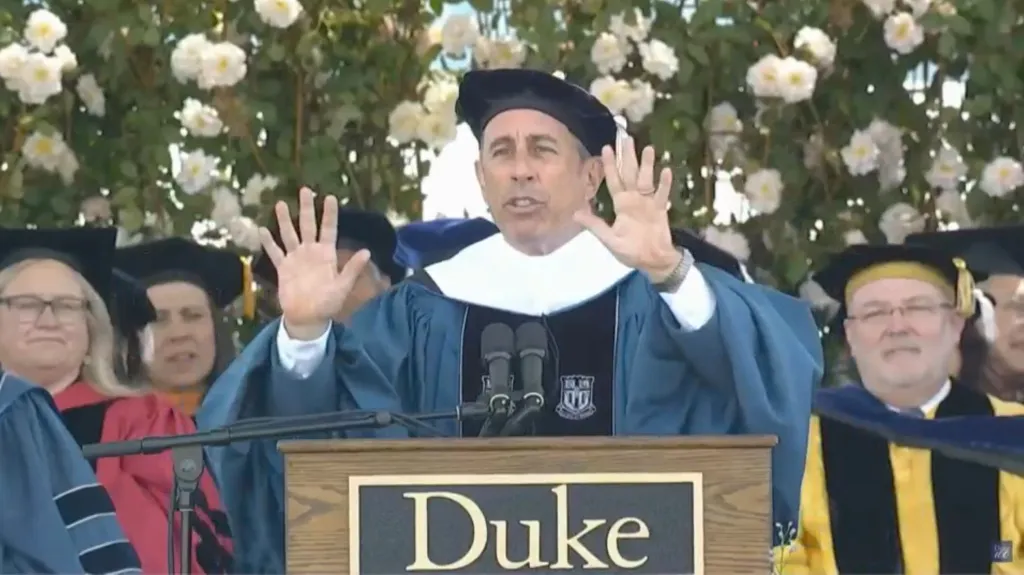 Jerry Seinfeld at the time of graduation speech in Duke University.