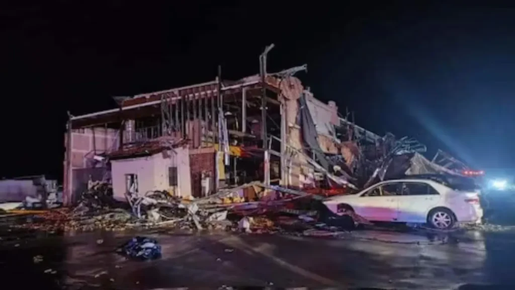 A structure near Lone Oak Road and I-35 between Sanger and Valley View suffered damage.