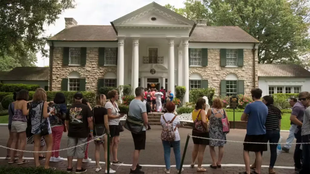 In 2017, visitors queue eagerly to tour the Graceland mansion, marking 40 years since Elvis Presley's passing.