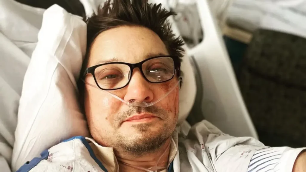 Jeremy Renner while recovering.