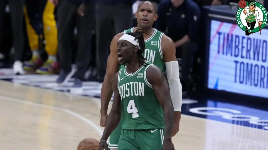 Jrue Holiday celebrate with teammate.