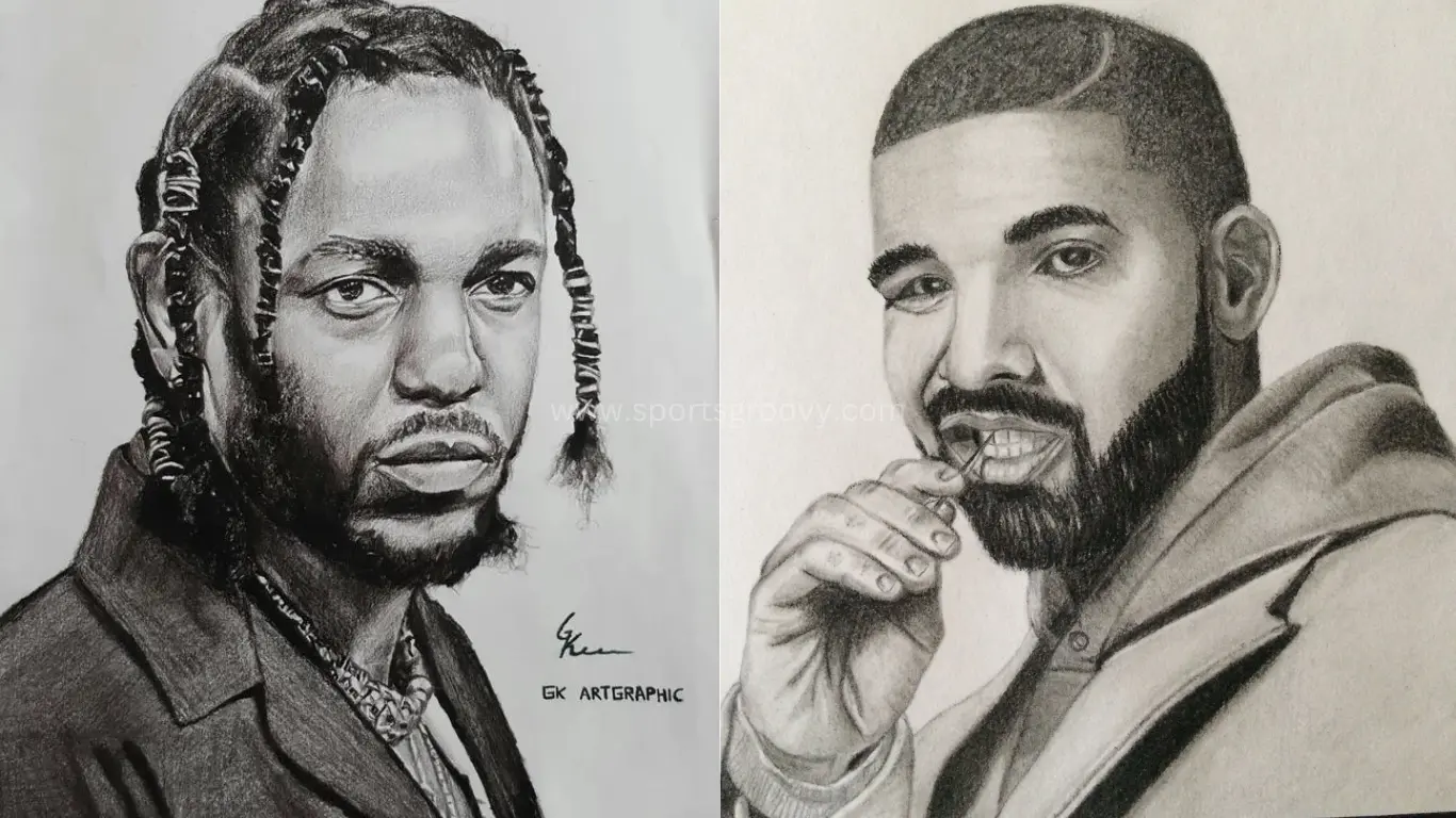 kendrick lamar and Drake in Drawings.