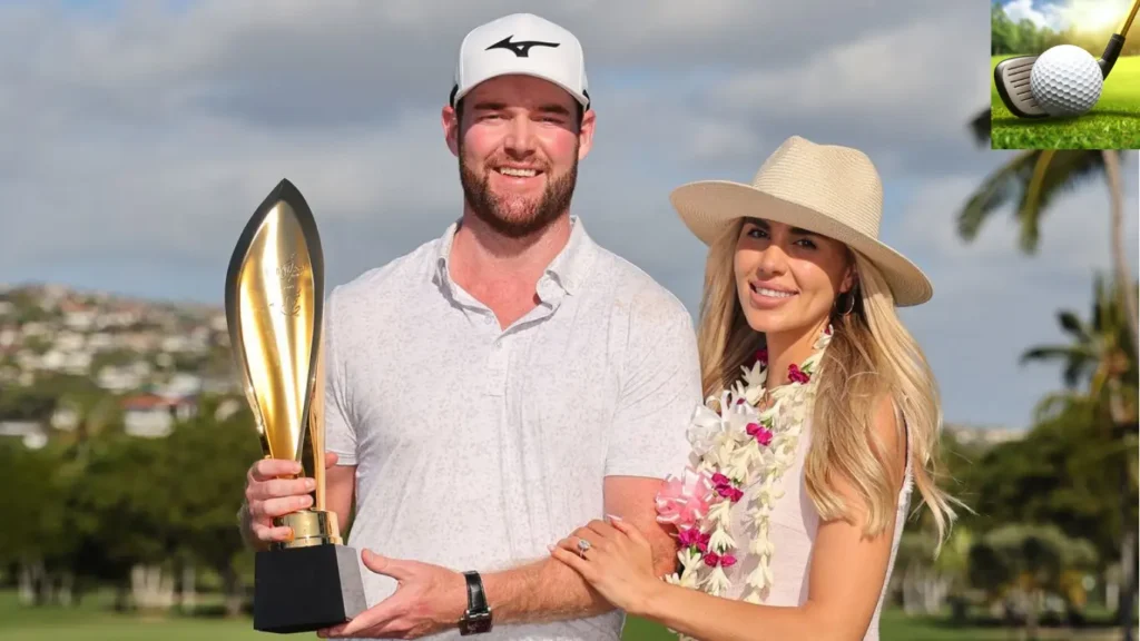 Grayson Murray is with his Fiancée after winning the trophy.