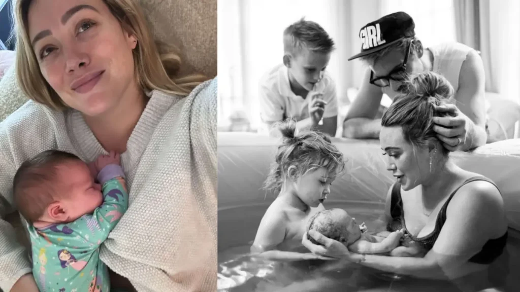 Hilary Duff is enjoying with her family while on the other side Hilary Duff cuddle her new born baby Townsie.