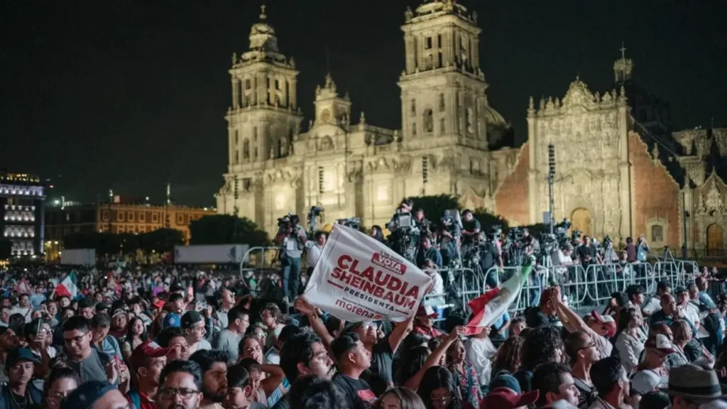 Supporters of Claudia Sheinbaum rejoice at an election rally in Mexico City on June 2, 2024.