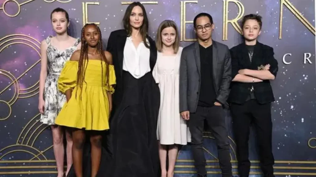 Shiloh Jolie-Pitt, Zahara Jolie-Pitt, Angelina Jolie, Vivienne Jolie-Pitt, Maddox Jolie-Pitt, and Knox Jolie-Pitt were all spotted at the "Eternals" premiere in October 2021.