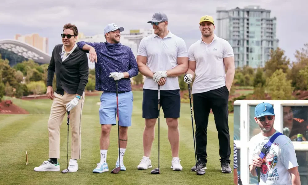 Justin Timberlake with his mates in golf club.